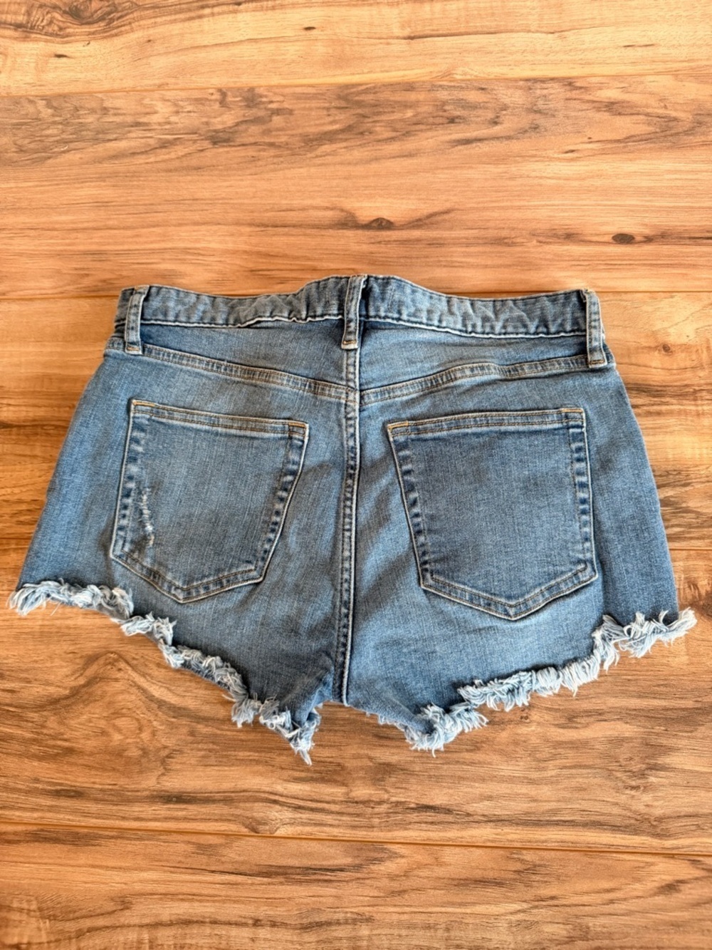 H&M Light Blue Distressed Denim Cutoff Shortie Shorts - Picture 2 of 6